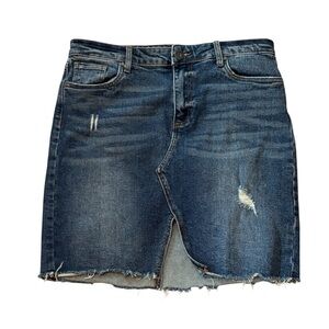 Kut from the Kloth Hannah Distressed Denim Skirt Size 10